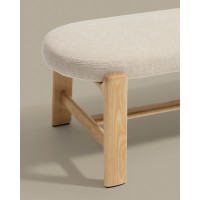 Банкетка Granite из бежевой синели и массива ясеня с натуральной отделкой, 120 см