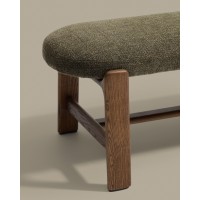 Банкетка Granite из зеленой синели и массива ясеня с отделкой под орех, 120 см