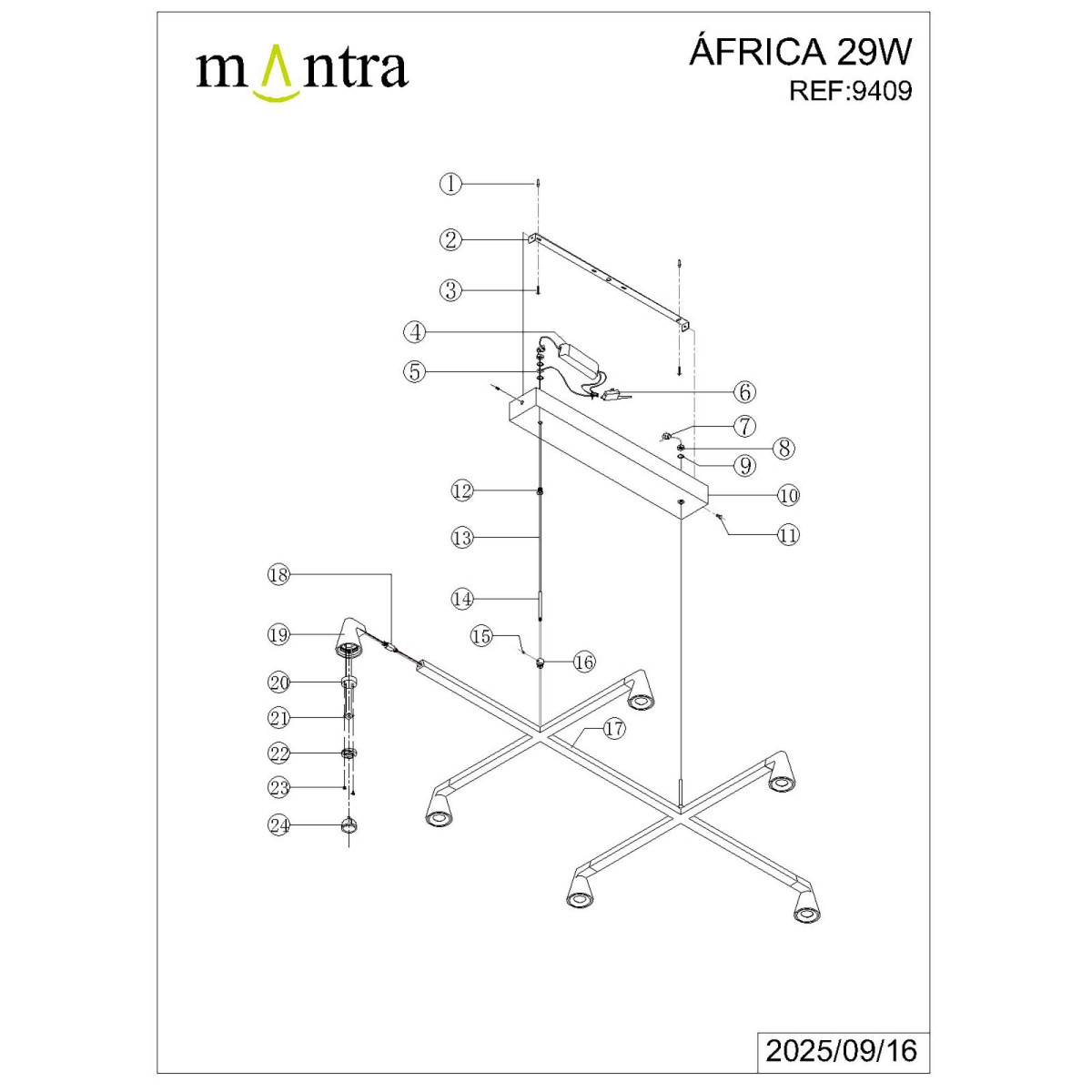 9409 Люстра подвесная MANTRA AFRICA
