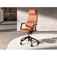 Поворотное офисное кресло 4261 из коричневой экокожи