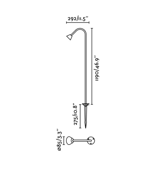 LILY 1190 Уличный маяк на штыке черный LED 3W 2700K 24V