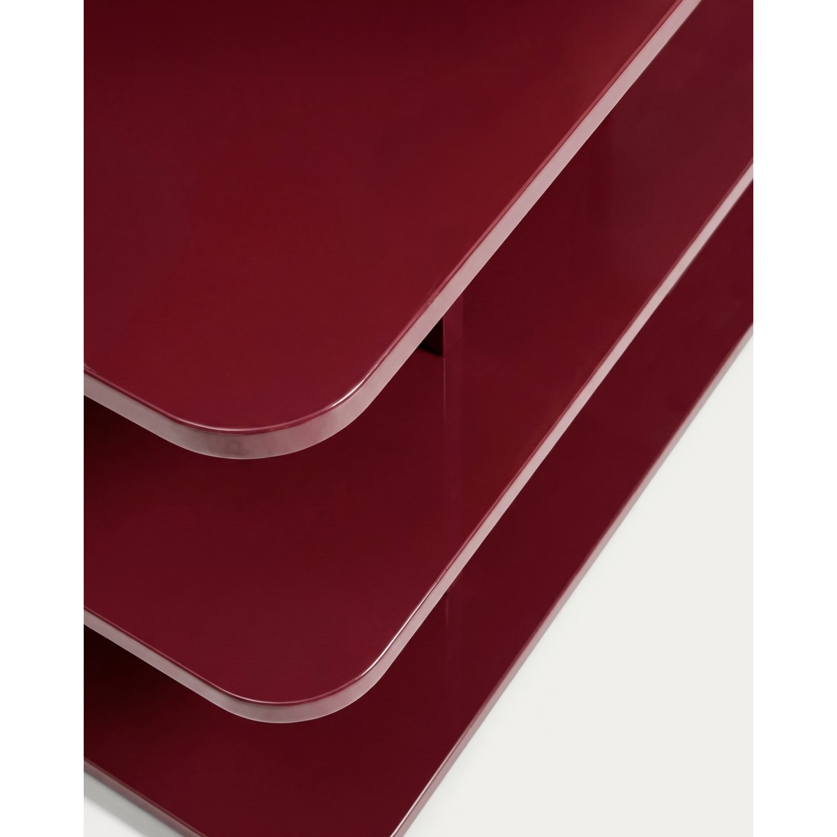 Стеллаж Aduma из МДФ с глянцевой бордовой лакированной отделкой, 160 x 65 см