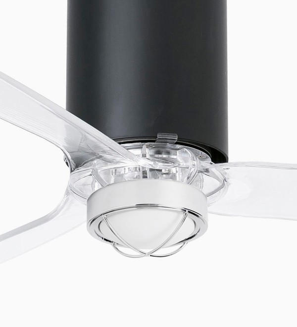 Потолочный вентилятор Mini Tube Fan LED мат. черный/прозрачный 128 см
