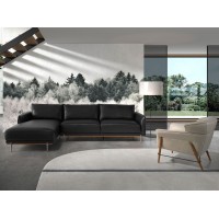 Угловой диван с левым шезлонгом 6198/5607-L-T541040 черная кожа