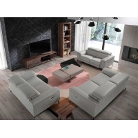 Диван 2-х местный с реклайнером 5319-2P-M5653 /6107 серый кожаный