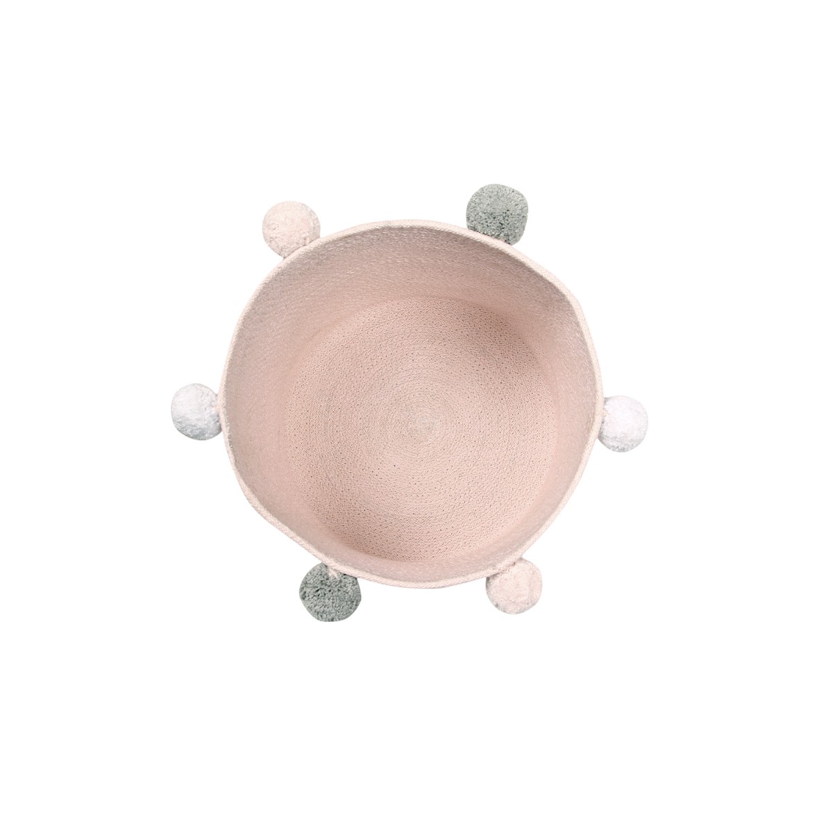 Корзина с помпонами розовая 30*30*30