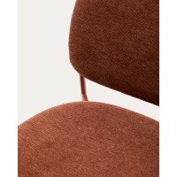 Стул Meli из терракотовой шенилли с терракотовыми металлическими ножками 