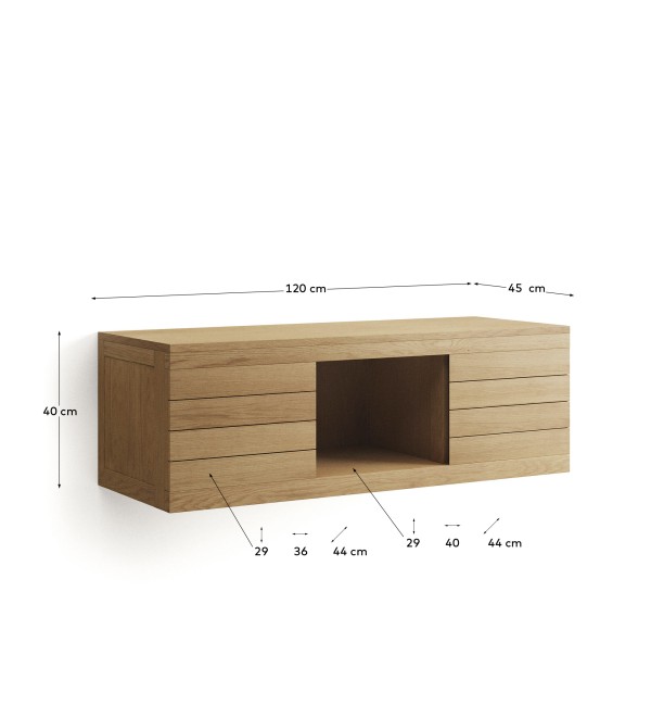 Kenta Мебель для ванной из массива тика с натуральной отделкой, 120 x 45 см