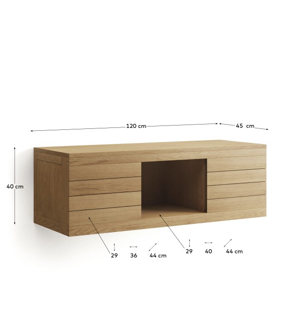 Kenta Мебель для ванной из массива тика с натуральной отделкой, 120 x 45 см
