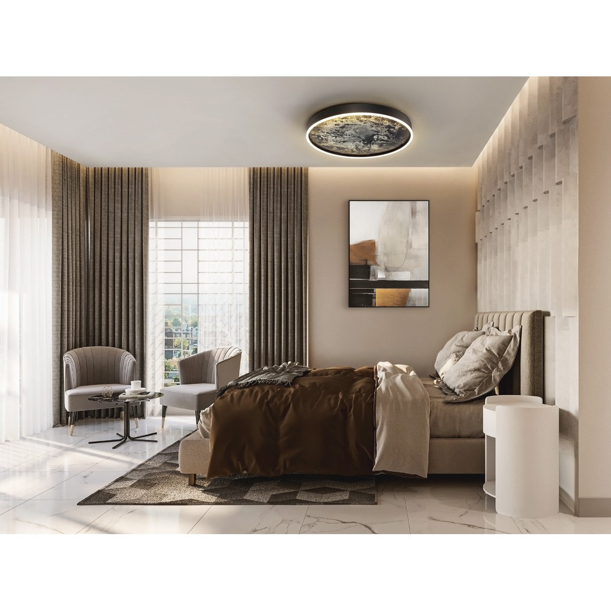 Потолочный светильник Stone CCT- черный LED 60D
