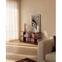 Стеллаж Aduma из МДФ с глянцевой бордовой лакированной отделкой, 160 x 65 см