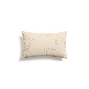 Чехол для подушки Dibel из хлопка цвета экрю с желтой вышивкой, 30 x 50 см