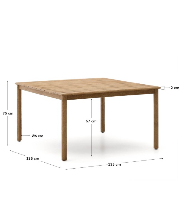 Уличный стол Sori из акации 135 x 135 см