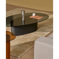 Журнальный столик Olir из черной стали и стекла 140 x 80 см