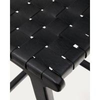 Табурет Calixta из кожи и красного дерева с черной отделкой