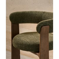 Granite Стул на 3 ножках из зеленого шенилла и массива ясеня в отделке орех