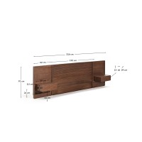 Изголовье кровати Norlen с двумя тумбочками из темного ореха LED, 316 см