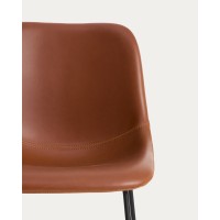 Стул Zahara из коричневой экокожи с черными стальными ножками