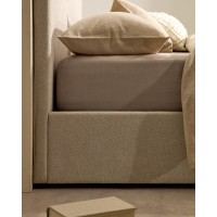 Кровать Nahiri бежевого цвета из шенилла с ящиком для хранения 150 x 200 см