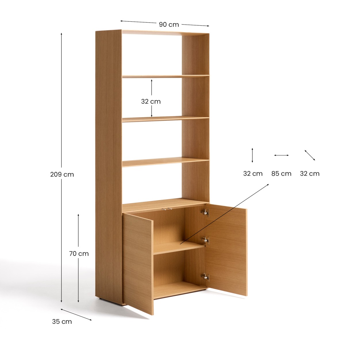 Стеллаж Visala из дубового шпона, 90 x 209 см