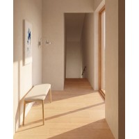 Скамейка Evera из дубового шпона с натуральной отделкой и бежевой синелью, 122 см