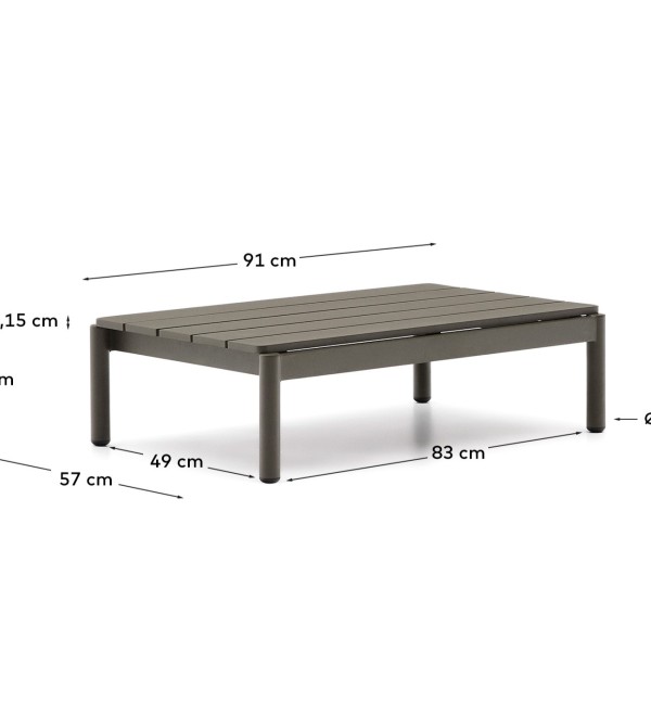 Журнальный столик Sorells из зеленого алюминия 57 x 91 см
