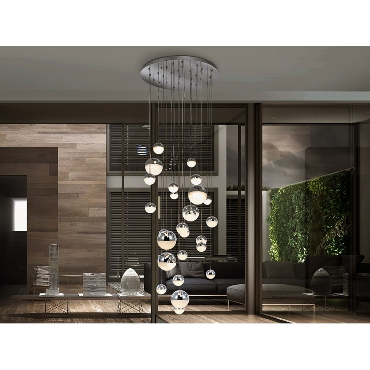 Подвесной светильник Sphere LED 27L Ø80 хром BLUETOOTH CCT 500 см