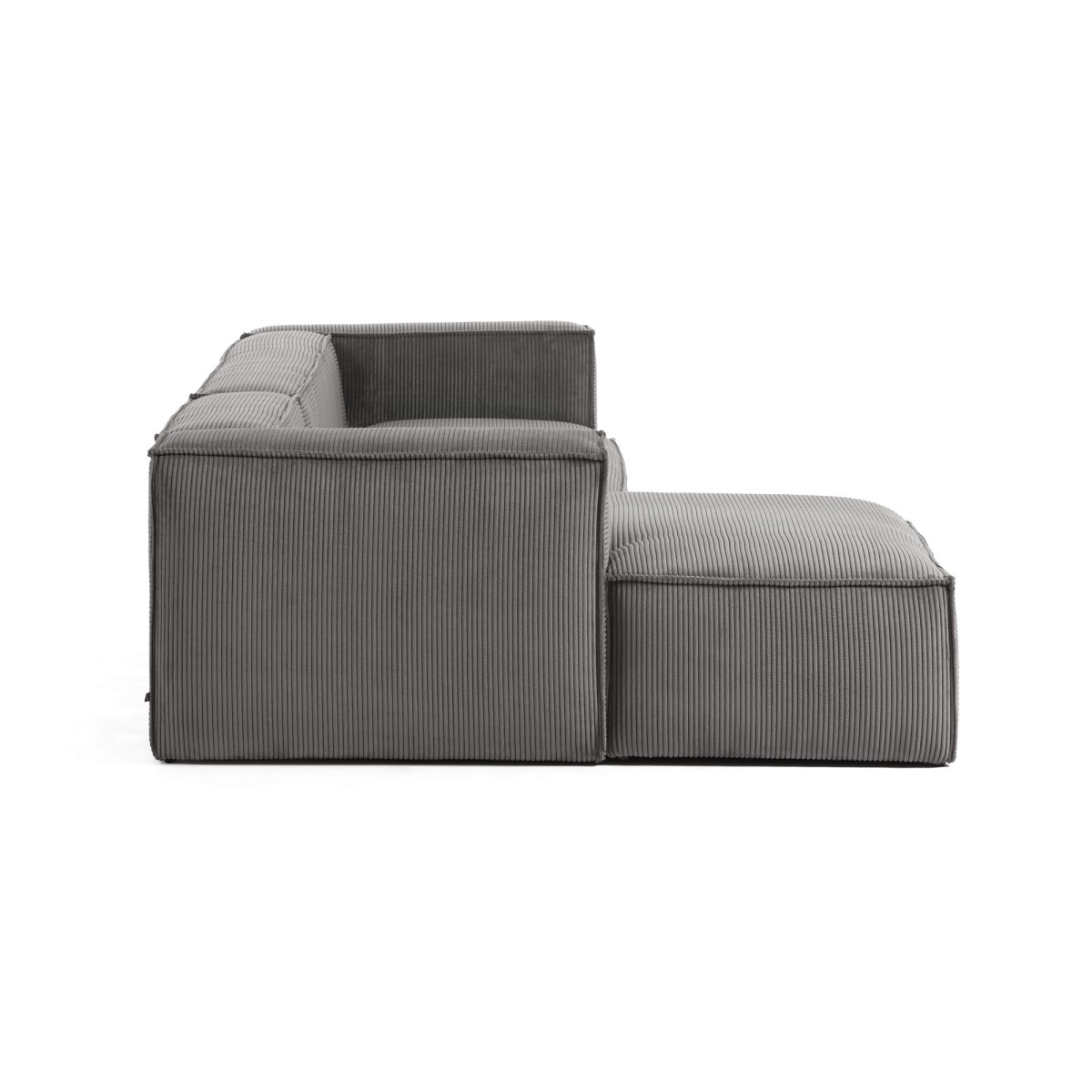 Диван 3х местный Blok с левым шезлонгом серый вельвет