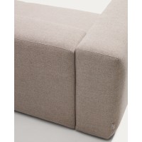 Угловой диван Blok бежевого цвета из синели, 5 мест, с левым шезлонгом, 255 x 320 см
