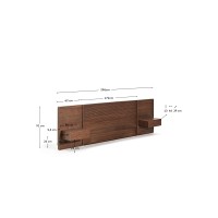 Изголовье кровати Norlen с двумя тумбочками из темного ореха LED, 296 см