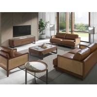 Круглый журнальный столик 2130/437-B из ореха и керамики