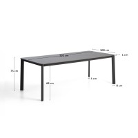 Уличный стол Anafi с графитовой столешницей из спеченного камня, 220 x 100 см