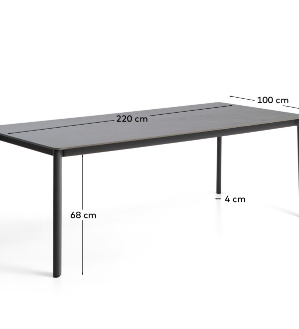 Уличный стол Anafi с графитовой столешницей из спеченного камня, 220 x 100 см