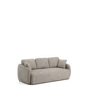 Трехместный диван-кровать Laira из бежевой синели, 218 см