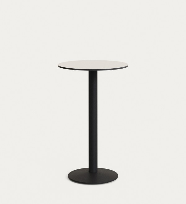 Esilda высокий круглый садовый стол белый с черной металлической основой Ø 60x96 см