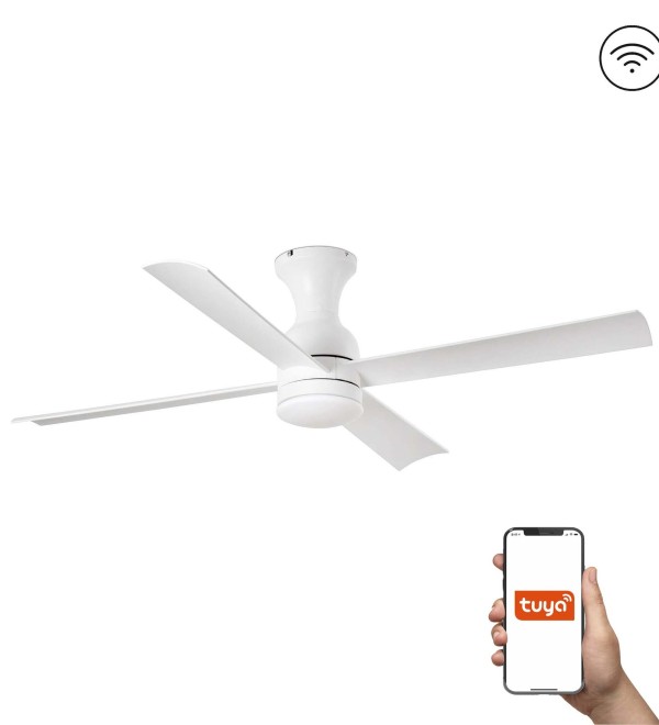 Потолочный вентилятор FRASER Ш1200MM белый 4 PALAS LED 16W TUYA