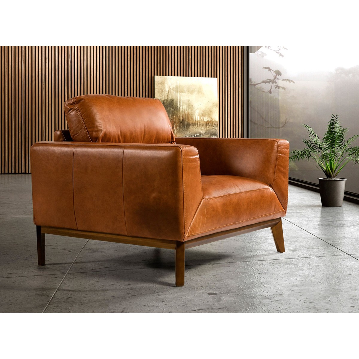 Кресло из кожи KF1016-1P /5036 светло-коричневое