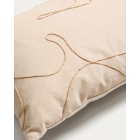 Чехол для подушки Dibel из хлопка цвета экрю с бежевой вышивкой, 30 x 50 см