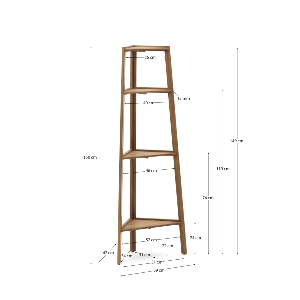 Victora Уличный стеллаж из массива акации 42 x 150 см