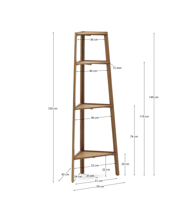 Victora Уличный стеллаж из массива акации 42 x 150 см