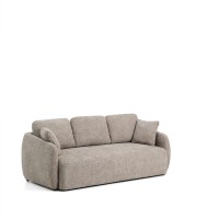 Трехместный диван-кровать Laira из бежевой синели, 218 см