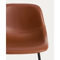Полубарный стул Zahara из коричневой экокожи с высокой спинкой, 65 см