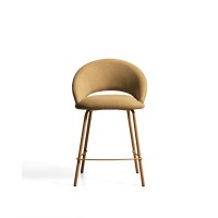 Полубарный стул Bonali из горчичной синели с металлическими ножками, 65 см
