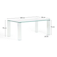 Стол Adularia из прозрачного закаленного стекла 160 x 90 см