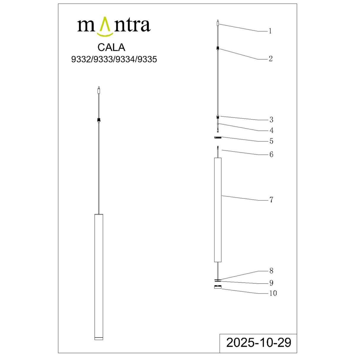 9332 Подвесной модульный светильник без основания CALA Mantra