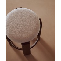 Барный табурет Granite из бежевой синели и массива ясеня с отделкой под орех