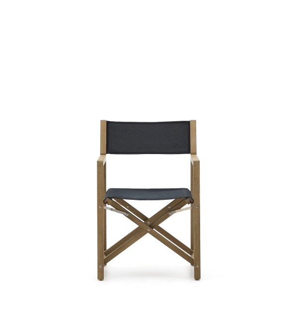 Складное уличное кресло Vilara из акации и текстиля черного цвета
