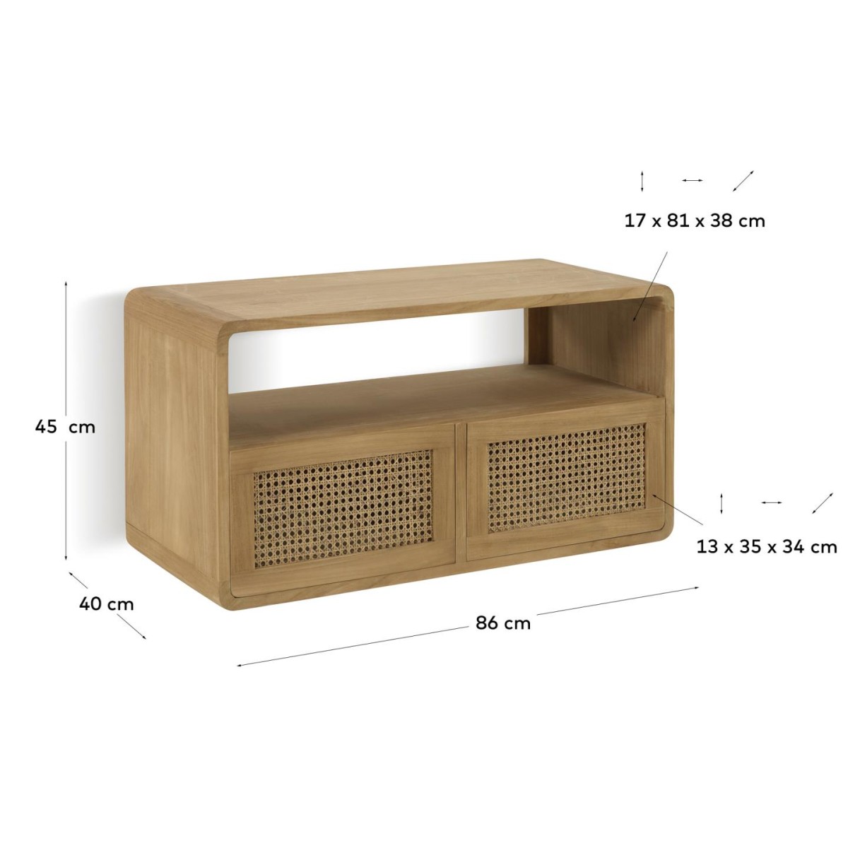 Тумба для ванной из массива тика Sabiela 86 x 45 см