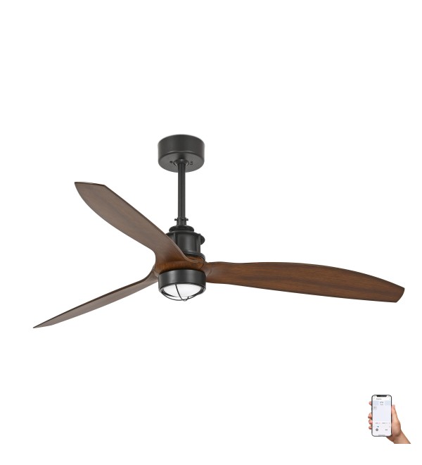Вентилятор JUST FAN M, черный/ореховый, 3000K, TUYA