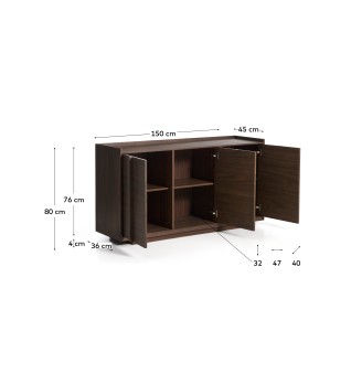 Комод Onix с отделкой из орехового шпона темного цвета, 150 x 80 см